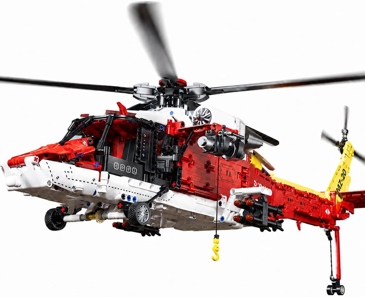 Red rescue helicopter brick model