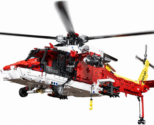 Red rescue helicopter brick model