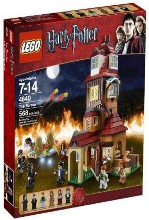 Crooked wizard farmhouse brick model with flames and six figures