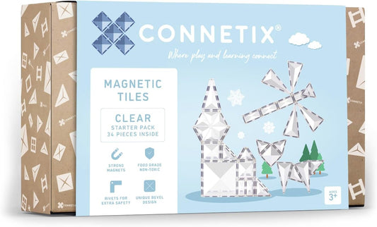 Clear transparent magnetic tiles built into a small 3D structure