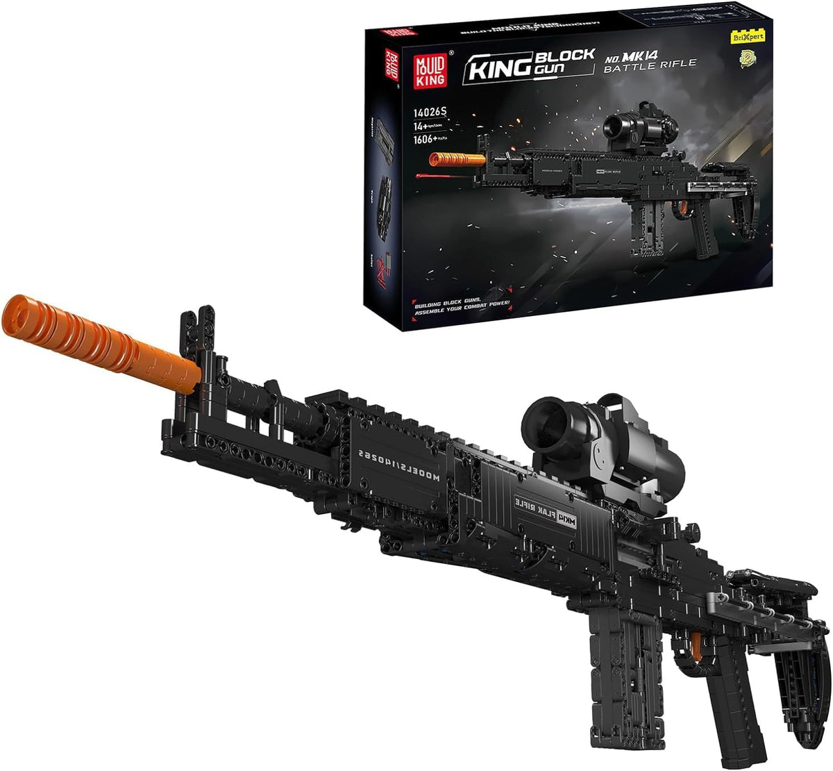Full-size brick-built MK14 battle rifle model