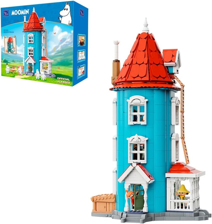 Storybook brick house with a tall blue tower
