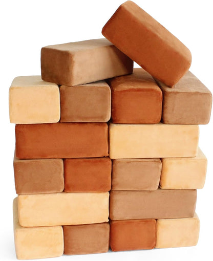 Soft fabric-covered foam blocks stacked into a castle – view 3