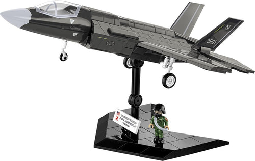 Gray brick-built fifth-generation stealth fighter jet model
