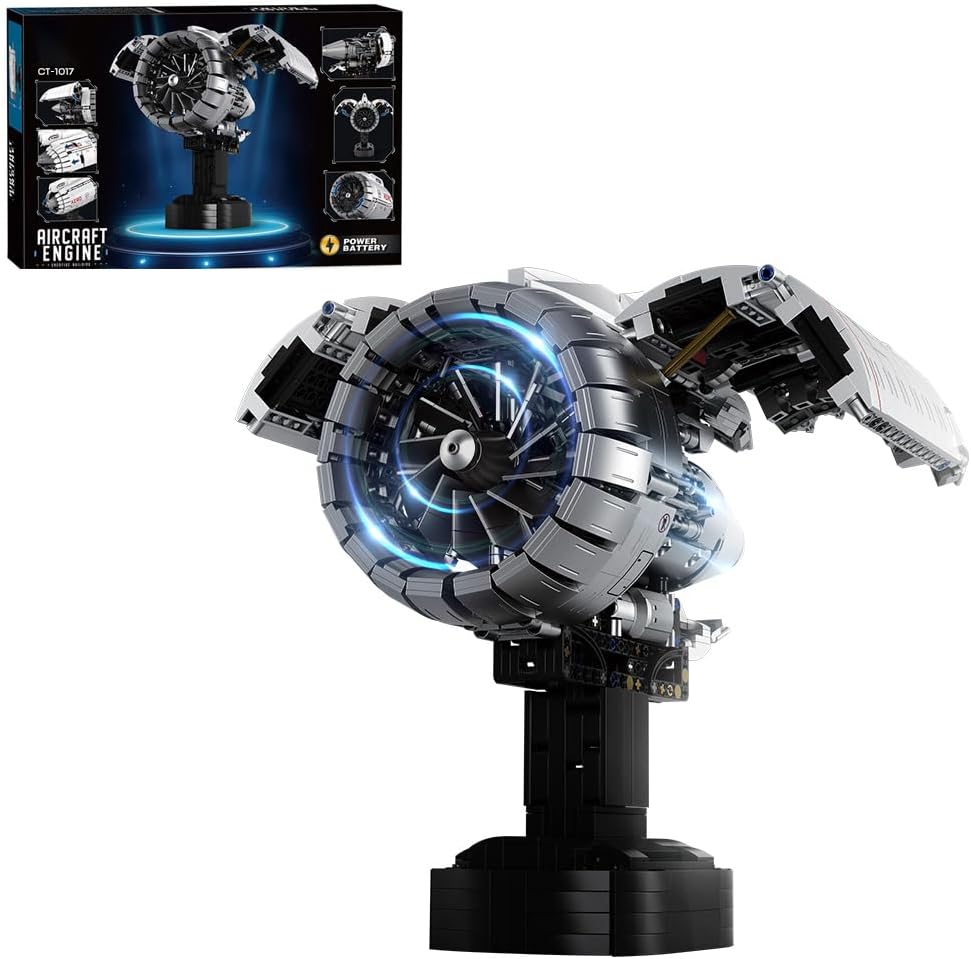 Built inline six-cylinder turbocharged engine brick model on a display base – view 4