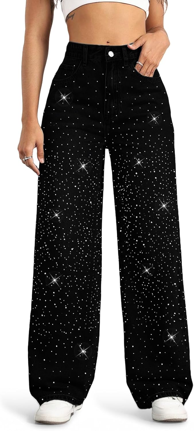 Women's High Rise Straight Leg Jeans - Baggy Boyfriend Denim with Five Pockets for Casual Wear - Lightblue