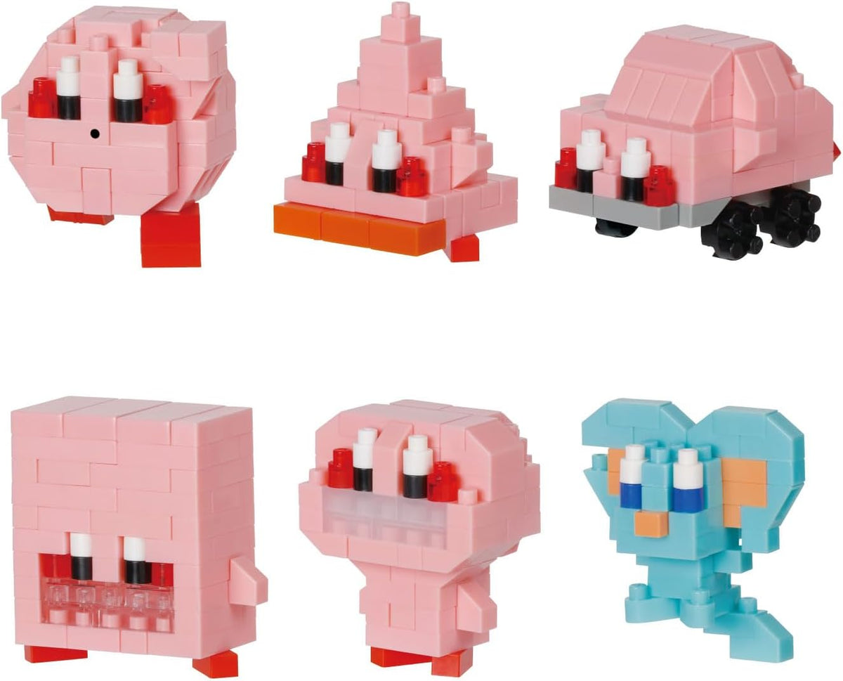 Row of small micro-block character figures in pastel colors