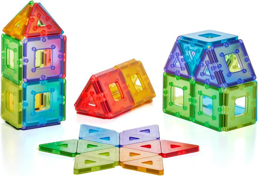 Translucent colored magnetic shapes clipped into a 3D structure