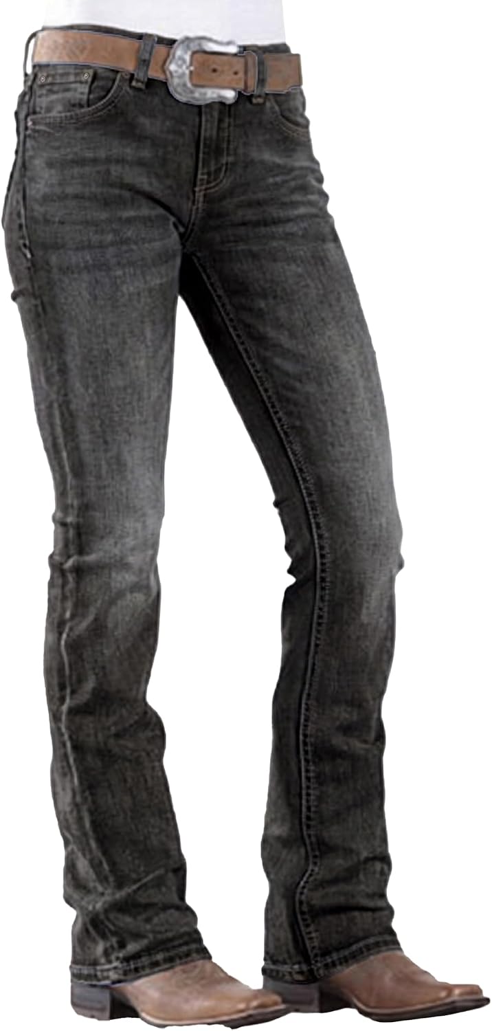 Women's Western Bootcut Jeans - Mid Rise Stretch Denim with Embroidered Pockets for Country Outfits - Small