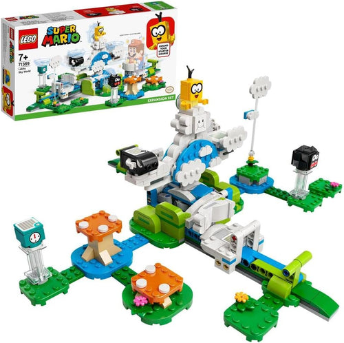Brick-built spinning cloud platform on a blue base with small enemy figures