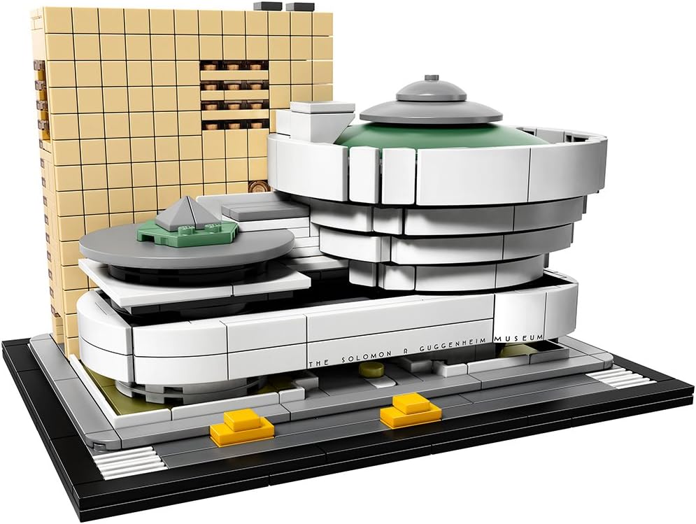 Built white spiral Guggenheim Museum architecture brick model