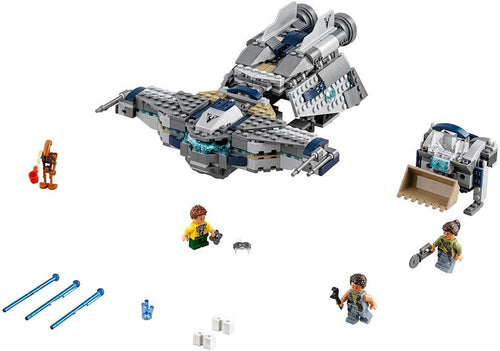 Brick-built space salvage ship with fold-out top revealing a small scavenger vessel