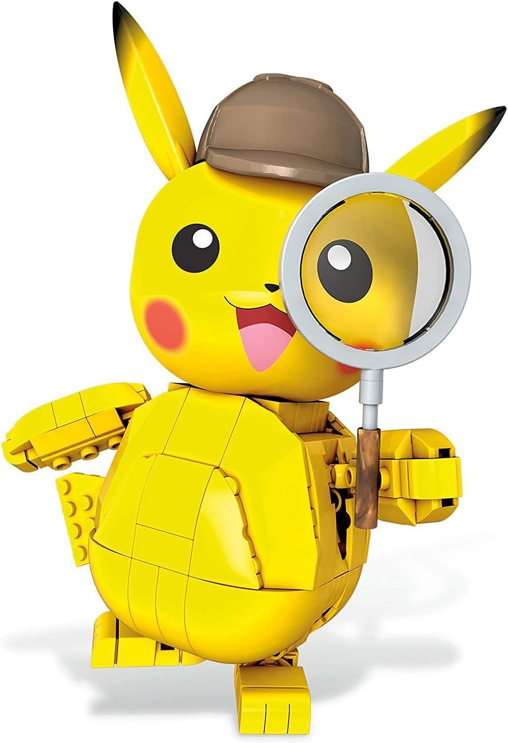 Brick-built detective creature figure holding a magnifying glass