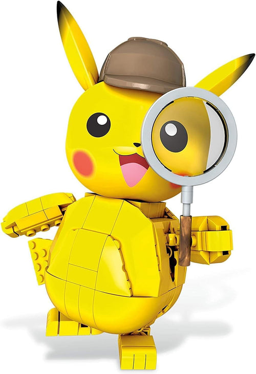 Brick-built detective creature figure holding a magnifying glass