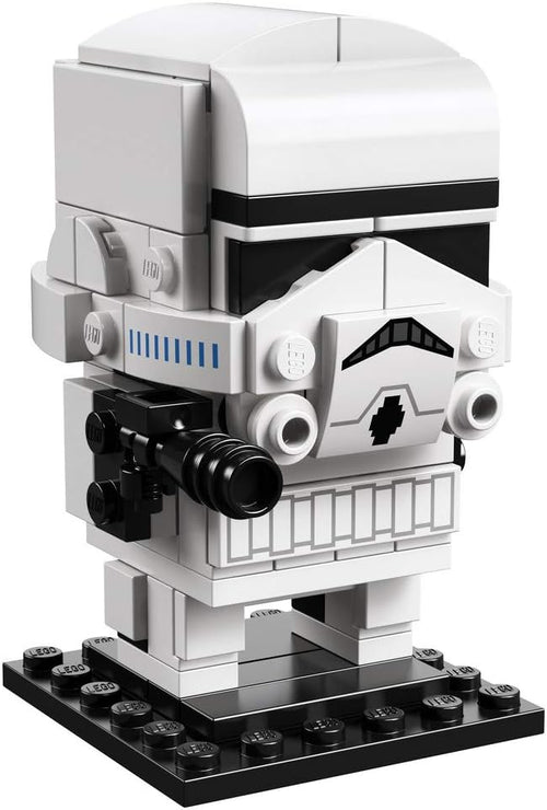Built blocky white armored space trooper figure holding a blaster