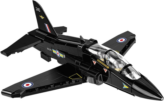 Military jet trainer aircraft brick model on display