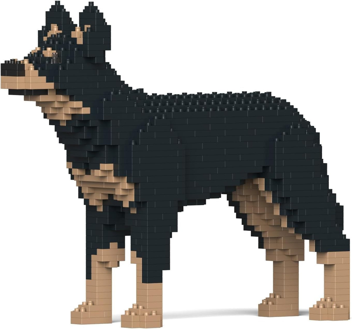 Brick-built Australian Kelpie dog sculpture with upright ears