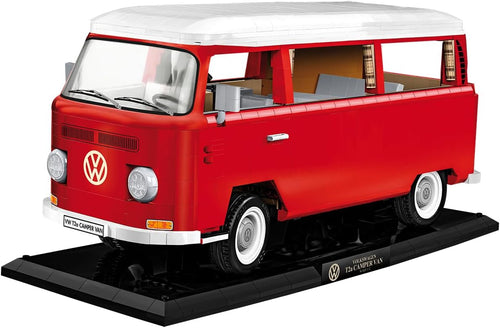 Built 1:12 scale classic camper van brick model, side view