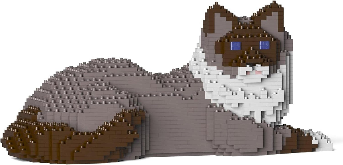 Brick-built ragdoll cat sculpture – view 3