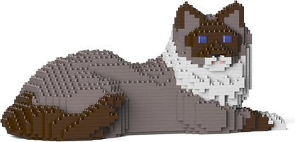 Brick-built ragdoll cat sculpture – view 3
