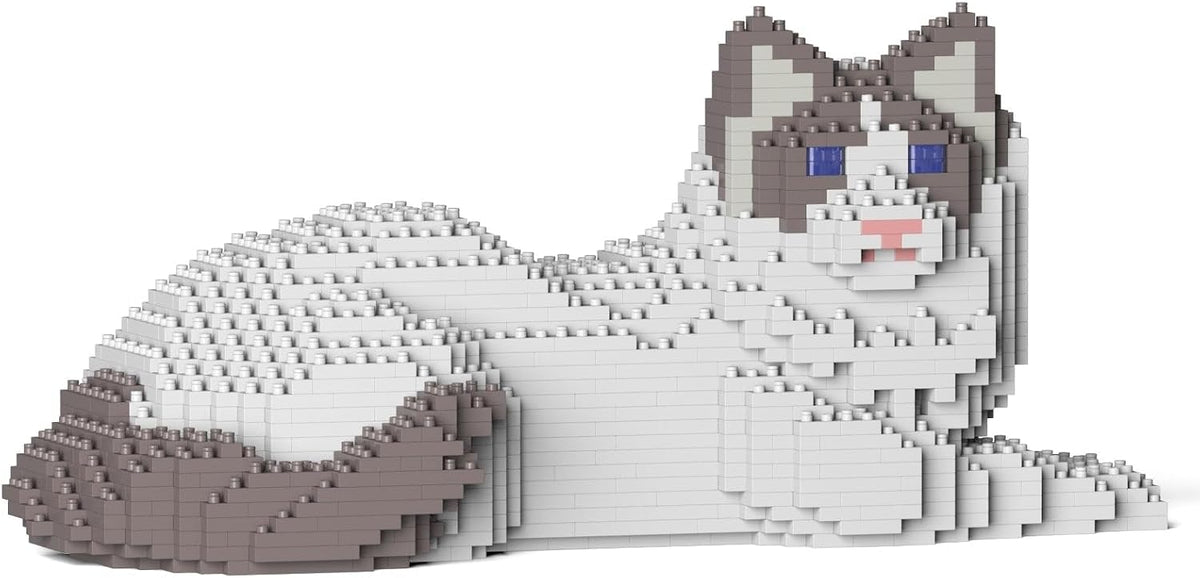 Brick-built ragdoll cat sculpture – view 2