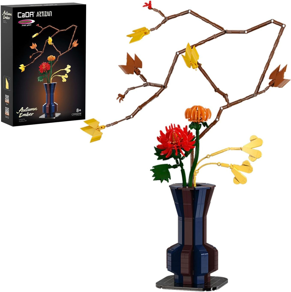 Brick-built autumn flower bouquet in autumn colors