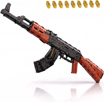 Life-size brick-built submachine gun model shown in black – view 3