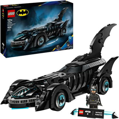 Brick-built armored patrol vehicle with a masked hero figure and spotlight tower – view 3