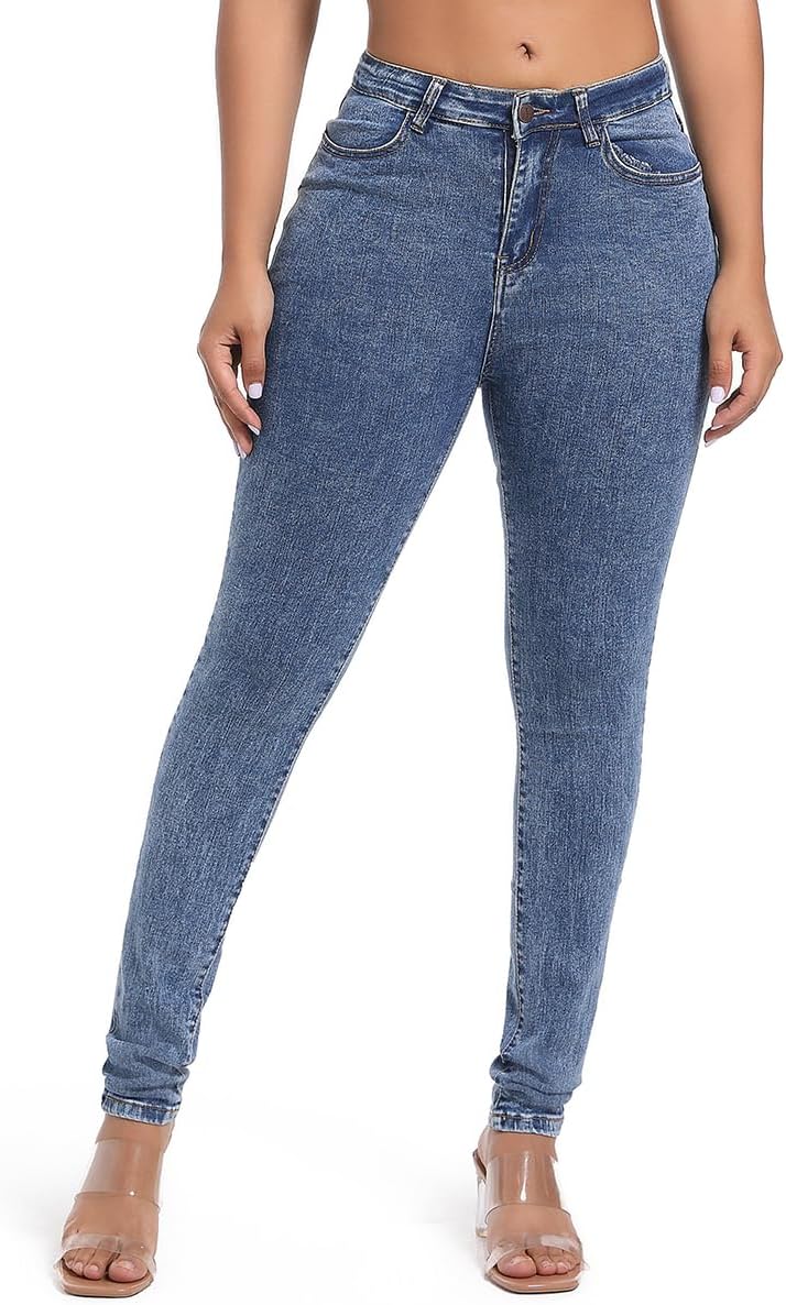 Women's Butt Lifting Skinny Jeans - High Waisted Curve Enhancing Soft Stretch Denim for Daily Wear - Medium