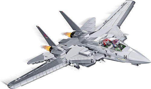 Built 1:48 swing-wing fighter jet brick model with two pilot figures