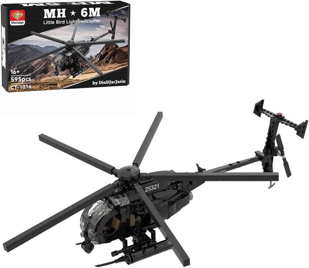 Brick-built black and white twin-turbine helicopter with sleek fuselage – view 2
