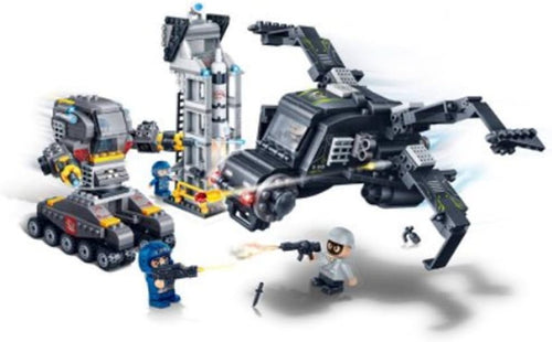 Brick-built army battlefield playset scene
