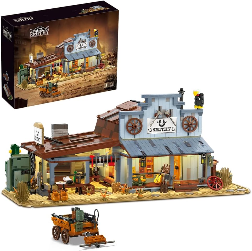 Brick-built Wild West saloon bar with wooden facade and balcony – view 3