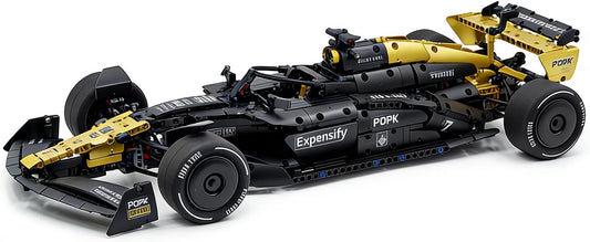 Black brick-built 1:8 scale open-wheel race car model