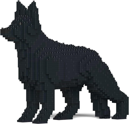 Brick-built German Shepherd dog sculpture in a standing pose – view 3