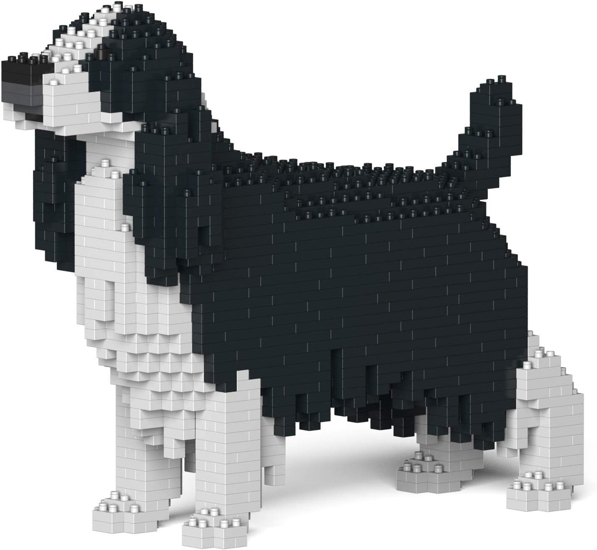 Brick-built English Springer Spaniel dog sculpture with long ears standing