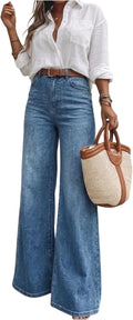 Women's Dark Wash Bootcut Jeans - High Waisted Wide Leg Denim with Classic Five Pocket Styling - 7 Long