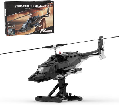Built military helicopter brick model with open interior