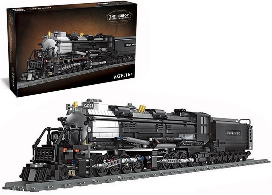 Built articulated steam locomotive brick model on a track section