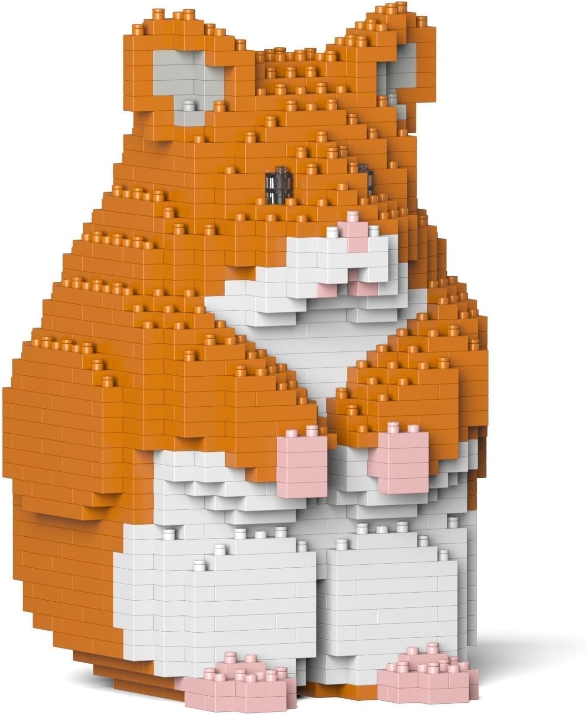 Brick-built round hamster sculpture in orange and white