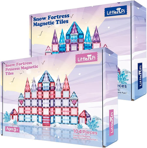 Colorful magnetic tile princess castle with diamond-shaped blocks