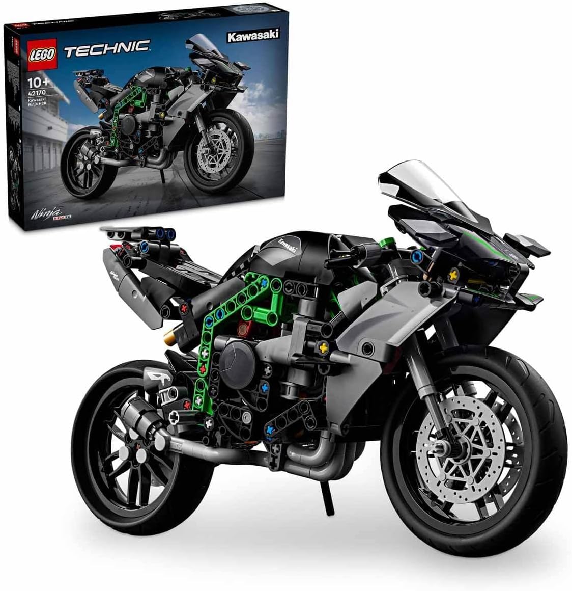 Brick-built 1:8 scale hypersport motorcycle on its kickstand