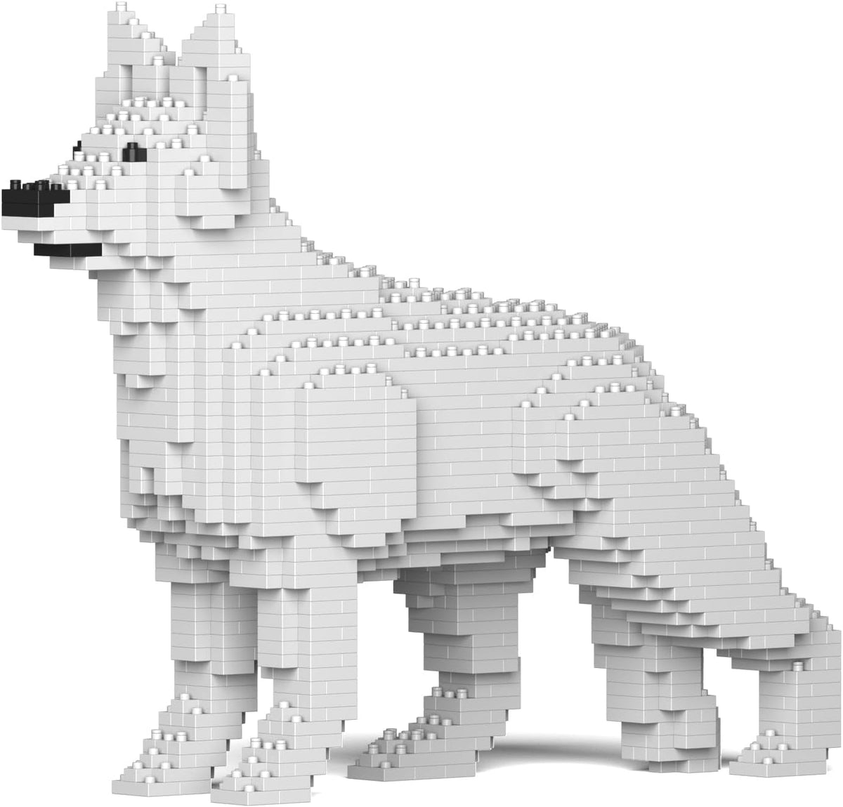 Brick-built German Shepherd dog sculpture in a standing pose – view 2