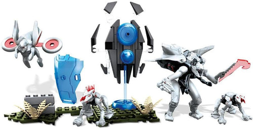 Brick-built sci-fi alien base with generator, shield and small poseable warrior figures