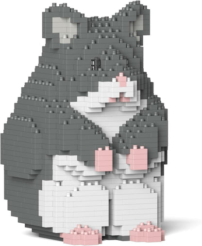 Brick-built round hamster sculpture in orange and white – view 3