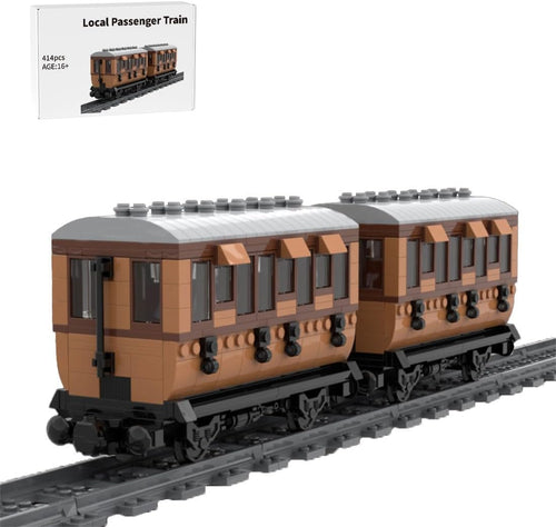 Brick-built vintage British passenger carriages with red seats inside