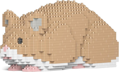 Brick-built light brown hamster sculpture sitting upright