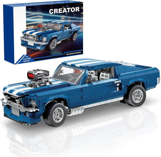 Brick-built 1:10 scale GT sports car in black with opening doors