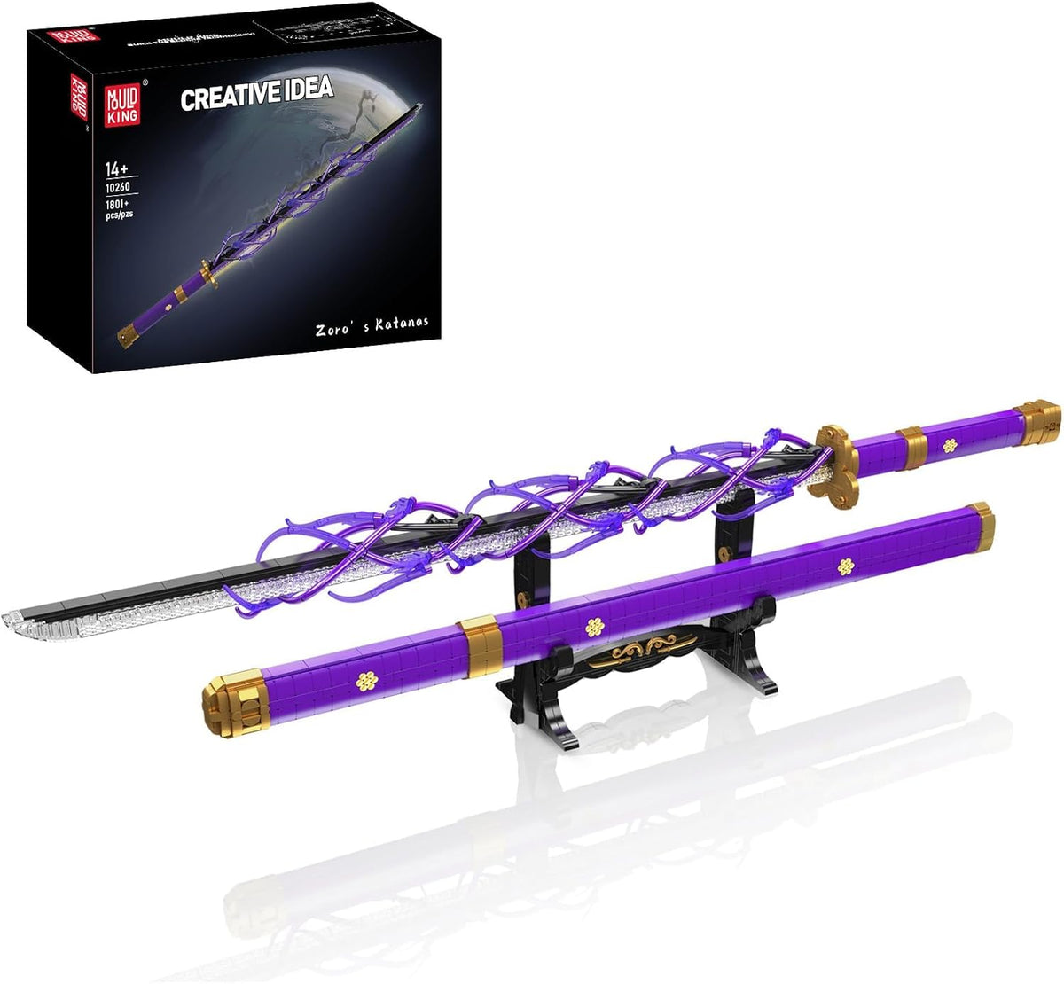40-inch brick-built katana with lit blade, scabbard and display stand