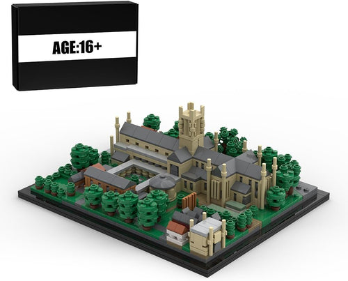 Brick-built Worcester Cathedral model with central tower and gothic windows